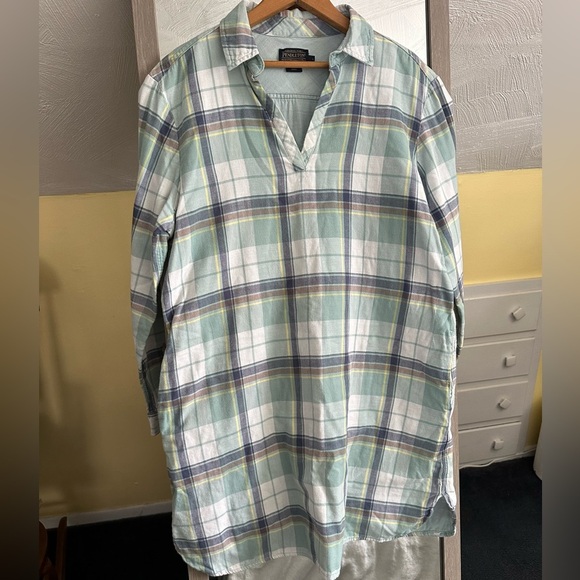 Pendleton Popover Shirt Dress Womens Light Blue Plaid Cotton 3/4 Sleeves L Tunic - Picture 2 of 11